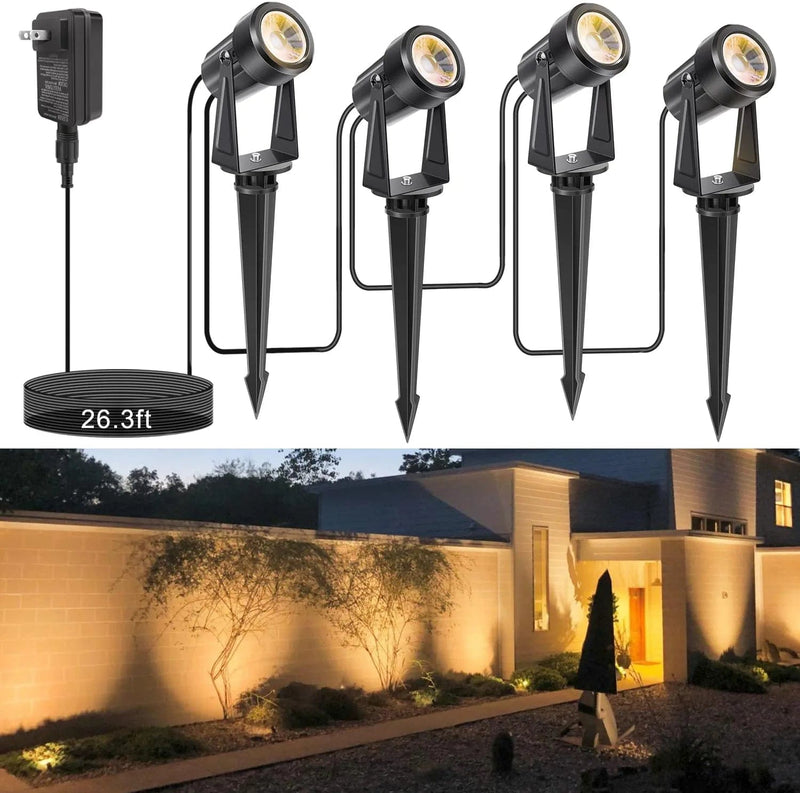 Low Voltage Landscape Lights, Total 56Ft Cable Long Outdoor Landscape Lights Waterproof Led Spotlight with Plug Warm White 12W Small Landscaping Spotlights for Garden,Yard,Walkway(With Transformer) Home & Garden > Lighting > Flood & Spot Lights APONUO 4 Lights_12watt  