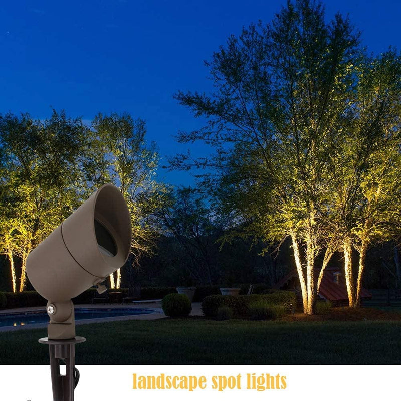 Lumina 4W LED Landscape Lights Cast-Aluminum Waterproof Outdoor Low Voltage Spotlights for Walls Trees Flags Light with Warm White 4W MR16 LED Bulb and ABS Ground Stake Bronze SFL0101-BZLED2 (2PK) Home & Garden > Lighting > Flood & Spot Lights Lumina Lighting Inc   