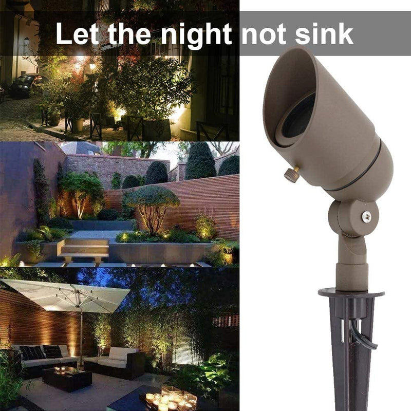 Lumina 4W LED Landscape Lights Cast-Aluminum Waterproof Outdoor Low Voltage Spotlights for Walls Trees Flags Light with Warm White 4W MR16 LED Bulb and ABS Ground Stake Bronze SFL0104-BZLED2 (2PK) Home & Garden > Lighting > Flood & Spot Lights Lumina Lighting Inc   