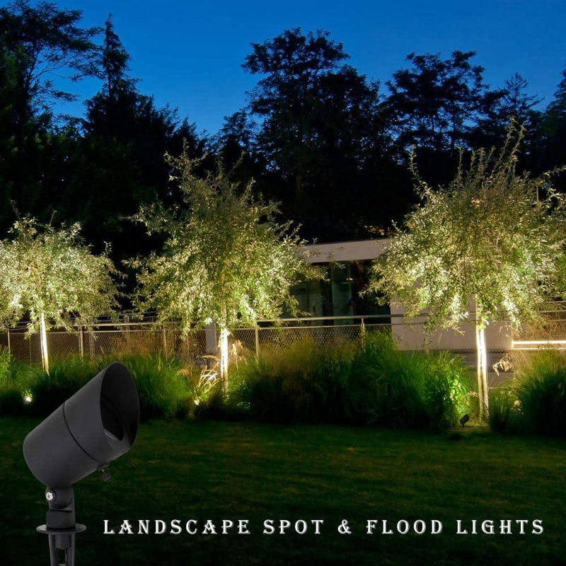 Lumina 4W LED Landscape Lights Waterproof Outdoor Low Voltage Spotlights for Wall Trees Flag with Warm White MR16 LED Bulb Black SFL0101-BKLED2(2PK) Home & Garden > Lighting > Flood & Spot Lights Lumina Lighting Inc   