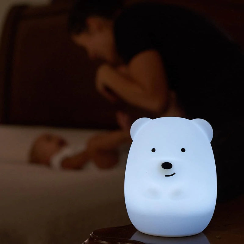 Lumipets Bear, Nursery Night Lights, Silicone Nursery Light for Baby and Toddler, Squishy Kids Night-Lights for Kids Room, Animal Night Lights for Girls and Boys, Kawaii Lamp, Cute Lamps for Bedroom