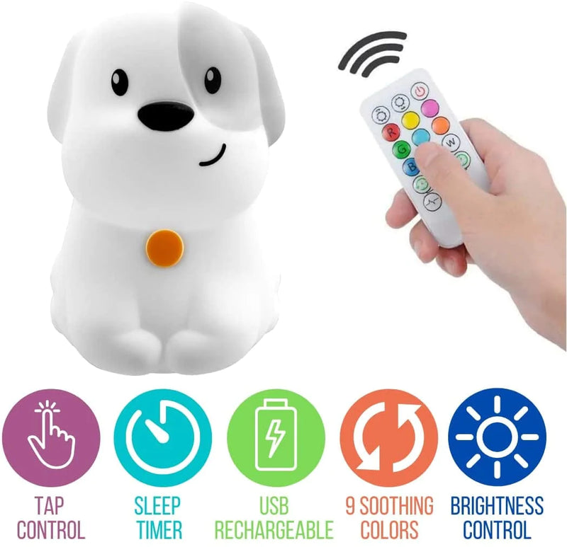 Lumipets Puppy Dog Night Light for Kids, Silicone Nursery Light for Baby Room and Toddler, Portable Night Light for Kids Room, Rechargeable Animal Lights for Girls and Boys, Kawaii Lamp Home & Garden > Lighting > Night Lights & Ambient Lighting Lumipets   