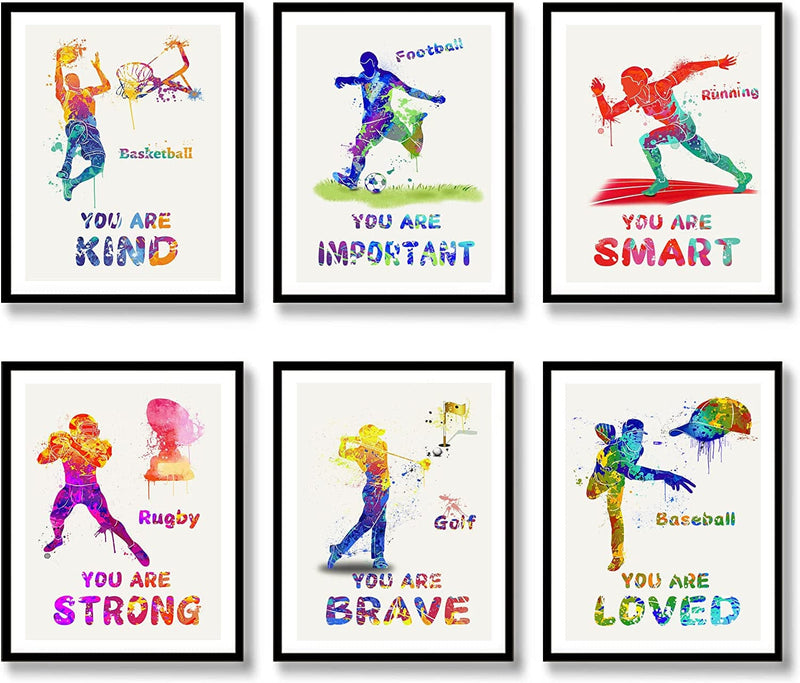 Luodroduo Sports Wall Art Posters Watercolor Spots Wall Decor Prints Motivational Quote Room Decor Photo Pictures for Kids Boys Nursery Bedroom Decorations (8"X10" UNFRAMED) Home & Garden > Decor > Artwork > Posters, Prints, & Visual Artwork Luodroduo 8"x10" UNFRAMED  