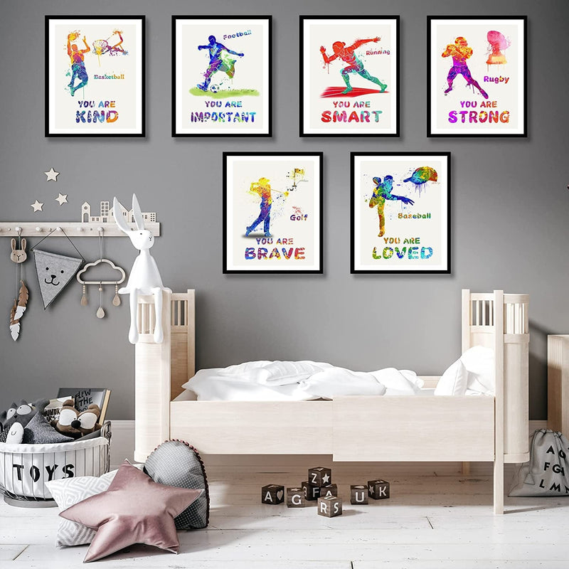 Luodroduo Sports Wall Art Posters Watercolor Spots Wall Decor Prints Motivational Quote Room Decor Photo Pictures for Kids Boys Nursery Bedroom Decorations (8"X10" UNFRAMED) Home & Garden > Decor > Artwork > Posters, Prints, & Visual Artwork Luodroduo   