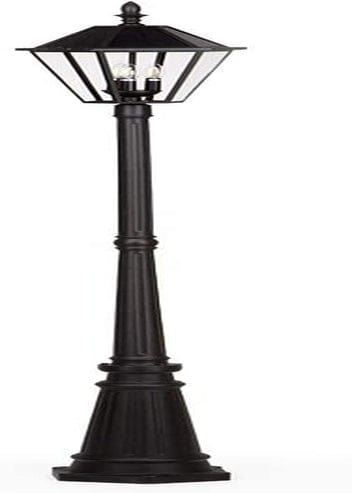 LUTEC Outdoor Solar Post Light, Dusk to Dawn Black Pole Lamp, 600 Lumen Waterproof outside Street Light for Garden, Lawn, Driveway, Pathway (Bulbs Included)