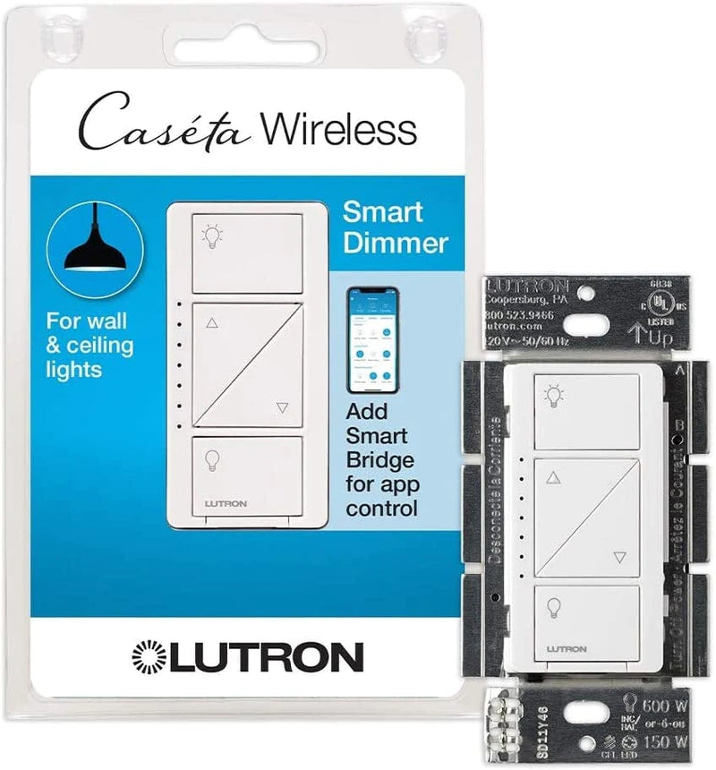 Lutron Caséta Wireless Smart Lighting Dimmer Switch for Wall and Ceiling Lights | PD-6WCL-WH | White