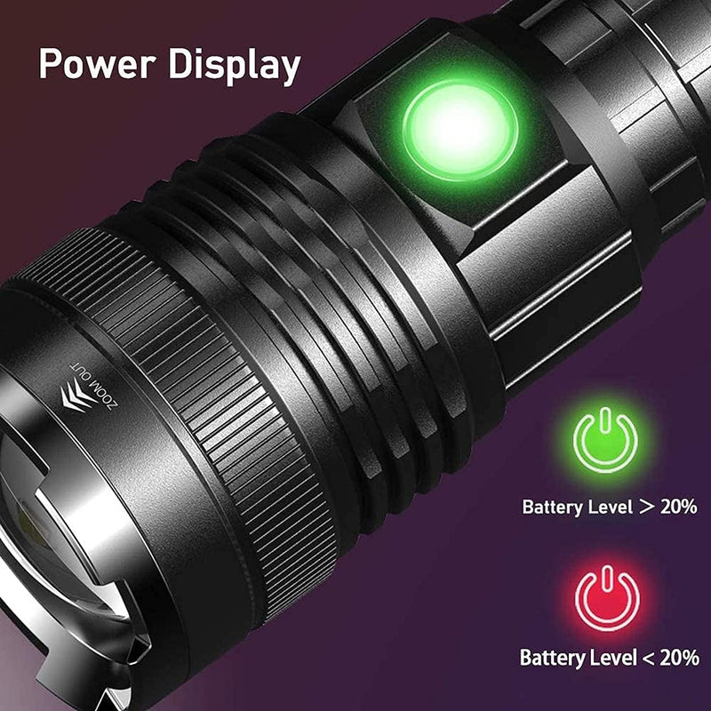 LUXNOVAQ 12000 Lumen XHP70 LED Flashlight, LED Torch Super Bright Rechargeable Zoomable 5 Modes Tactical Flashlight Waterproof Handheld Flashlight Torches for Outdoor Camping Fishing Hunting Hardware > Tools > Flashlights & Headlamps > Flashlights LUXNOVAQ   
