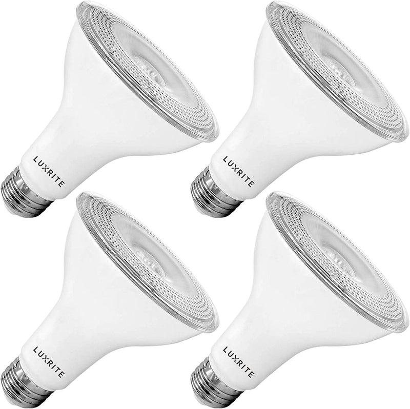 LUXRITE 4 Pack LED PAR30 Flood Light Bulb, 75W Equivalent, 5000K Bright White, 850 Lumens, 11W Dimmable, Indoor Outdoor Spotlight Bulb, Wet Rated, E26 Standard Base, UL Listed