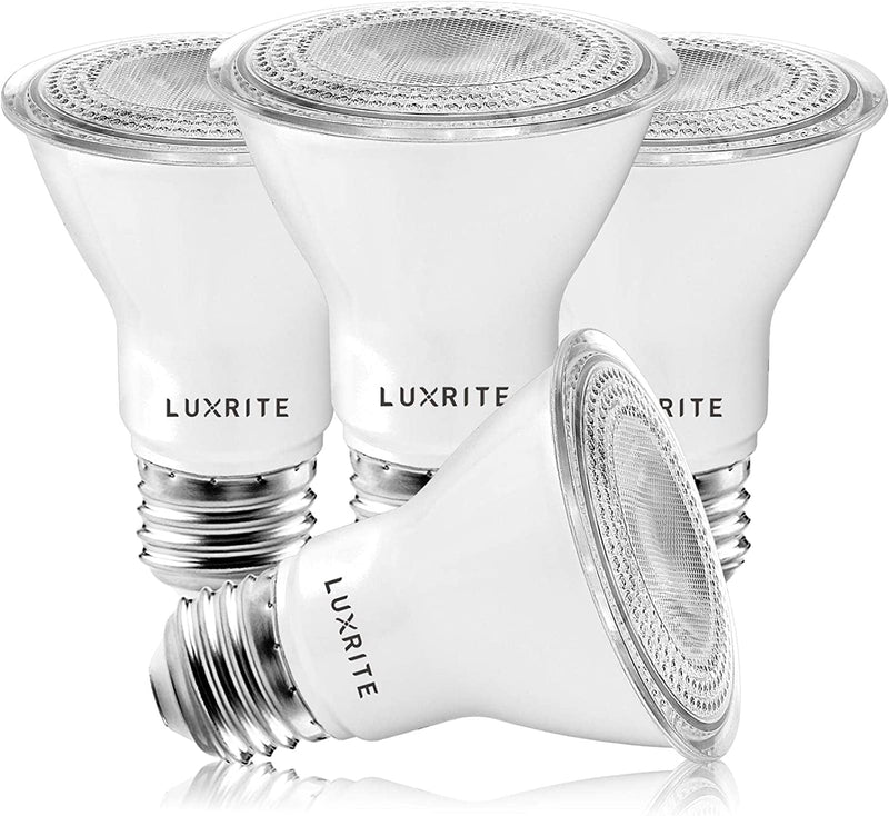 LUXRITE 4 Pack PAR20 LED Bulbs, 50W Equivalent, 5000K Bright White, Dimmable LED Spotlight Bulb, Indoor Outdoor, 7W, 500 Lumens, Wet Rated, E26 Standard Base, UL Listed