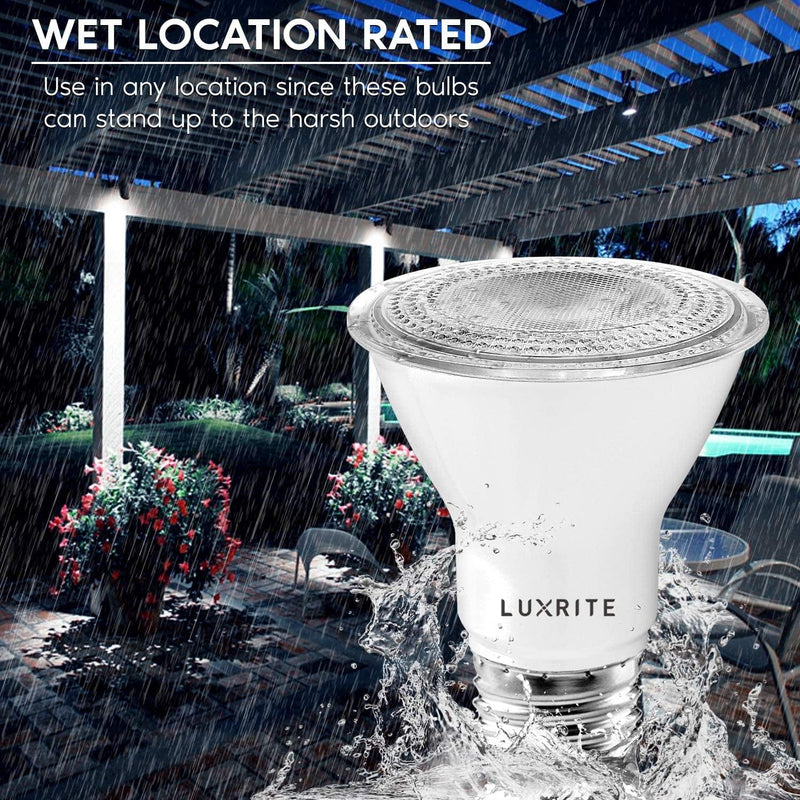 LUXRITE 4 Pack PAR20 LED Bulbs, 50W Equivalent, 5000K Bright White, Dimmable LED Spotlight Bulb, Indoor Outdoor, 7W, 500 Lumens, Wet Rated, E26 Standard Base, UL Listed Home & Garden > Lighting > Flood & Spot Lights Luxrite   