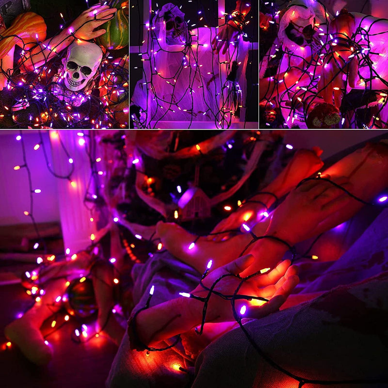 LYHOPE Orange & Purple Halloween Lights, 66Ft 200 LED 8 Modes Low Voltage Mini Halloween String Lights, with Timer Connectable Halloween Lights for Home, Graveyard, Carnival, Outdoor, Indoor Decor Home & Garden > Lighting > Light Ropes & Strings LYHOPE   