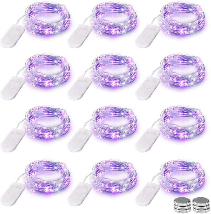 LYHOPE Pastel Fairy Lights, 12 Pack 7.2Ft Battery Operated String Lights 20 LED Ultra Thin Copper Wire Fairy Lights for DIY Home,Vase,Jar,Xmas,Easter,Holiday,Party Decoration(Six Color) Home & Garden > Lighting > Light Ropes & Strings LYHOPE Purple  