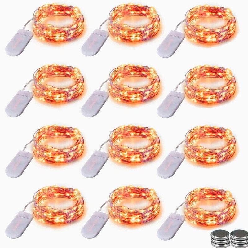 LYHOPE Pastel Fairy Lights, 12 Pack 7.2Ft Battery Operated String Lights 20 LED Ultra Thin Copper Wire Fairy Lights for DIY Home,Vase,Jar,Xmas,Easter,Holiday,Party Decoration(Six Color) Home & Garden > Lighting > Light Ropes & Strings LYHOPE Orange  