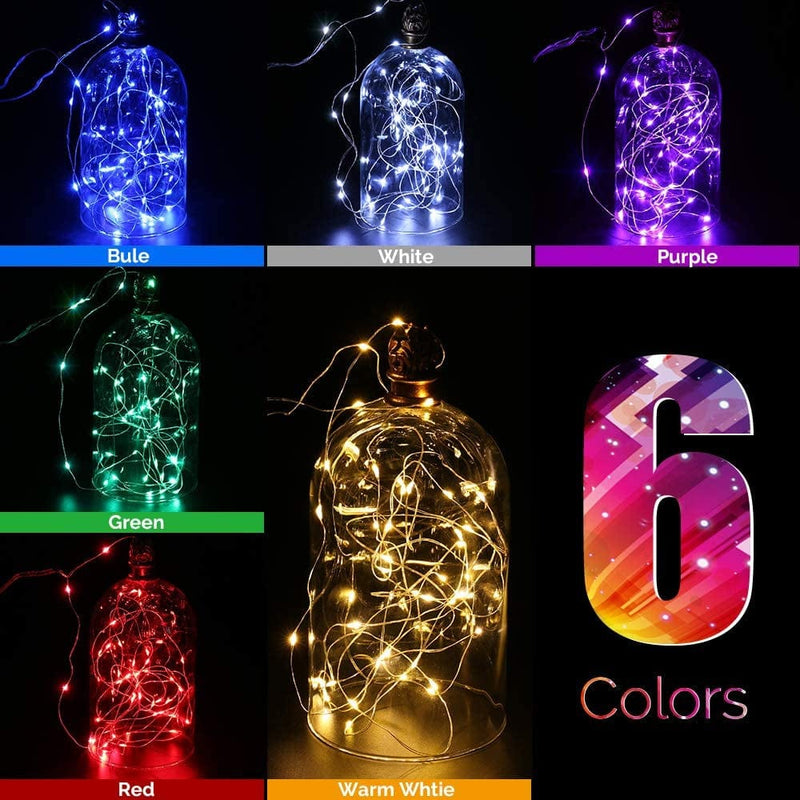LYHOPE Pastel Fairy Lights, 12 Pack 7.2Ft Battery Operated String Lights 20 LED Ultra Thin Copper Wire Fairy Lights for DIY Home,Vase,Jar,Xmas,Easter,Holiday,Party Decoration(Six Color) Home & Garden > Lighting > Light Ropes & Strings LYHOPE   
