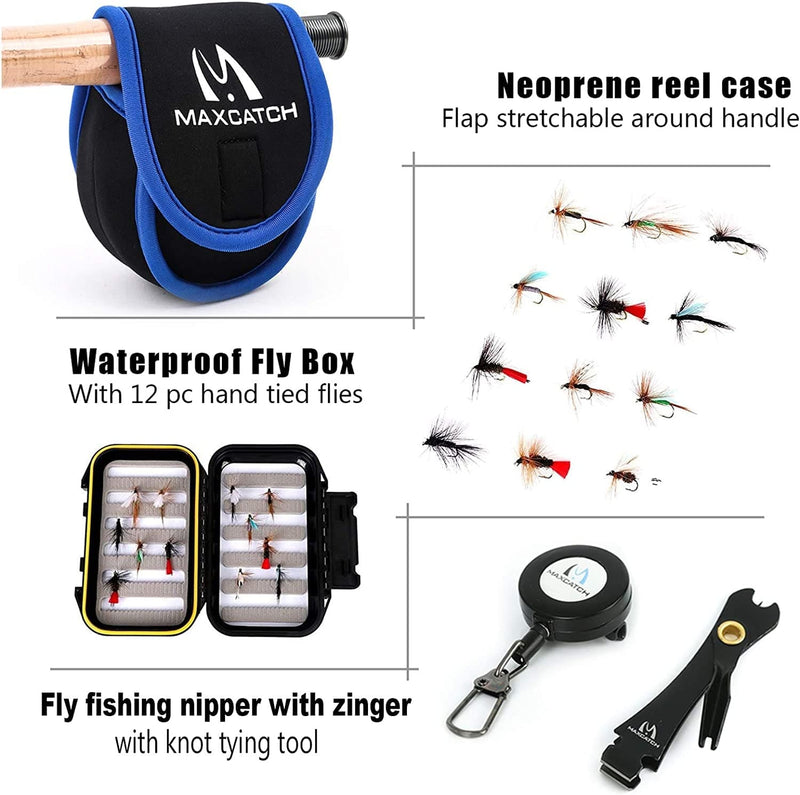 M MAXIMUMCATCH Maxcatch Extreme Fly Fishing Combo Kit 3/5/6/8 Weight, Starter Fly Rod and Reel Outfit, with a Protective Travel Case