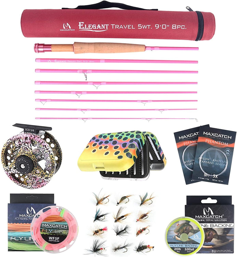 M MAXIMUMCATCH Maxcatch Women'S Elegant Pink Fly Fishing Rod: 2/5-Weight with Rod Tube Sporting Goods > Outdoor Recreation > Fishing > Fishing Rods Maxcatch Elegant 9' 5wt 8sec Rod and Reel Combo  