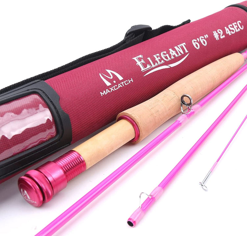 M MAXIMUMCATCH Maxcatch Women'S Elegant Pink Fly Fishing Rod: 2/5-Weight with Rod Tube Sporting Goods > Outdoor Recreation > Fishing > Fishing Rods Maxcatch Elegant 6'6 2wt 4sec rod  