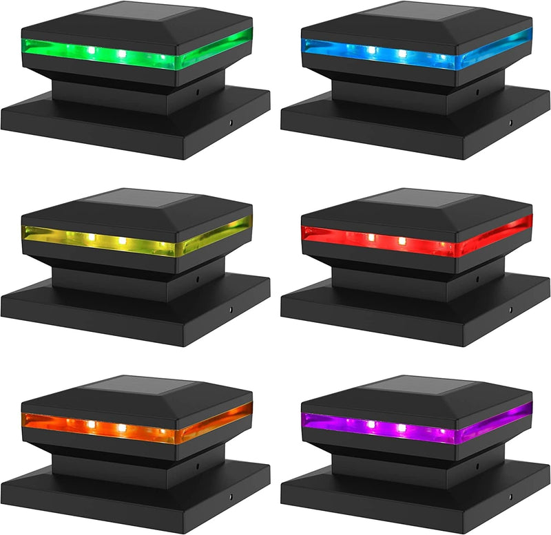 MAGGIFT 15 Lumen Solar Post Lights, Outdoor Post Cap Light for Fence Deck or Patio, Solar Powered Caps, Warm White High Brightness SMD LED Lighting, Lamp Fits 4X4, 5X5 or 6X6 Wooden Posts, 6 Pack Home & Garden > Lighting > Lamps MAGGIFT Rgb Black 6 pack 