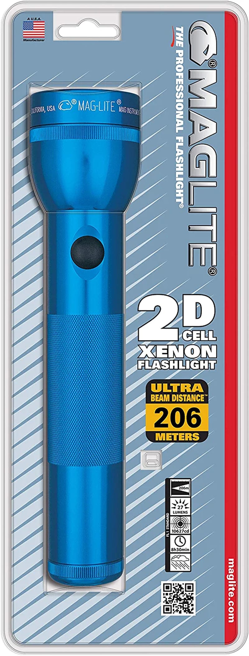 Maglite Heavy-Duty Incandescent 3-Cell D Flashlight in Display Box, Blue -S3D115 Hardware > Tools > Flashlights & Headlamps > Flashlights MAGLITE Blue Classic 2 Cell in Blister Pack