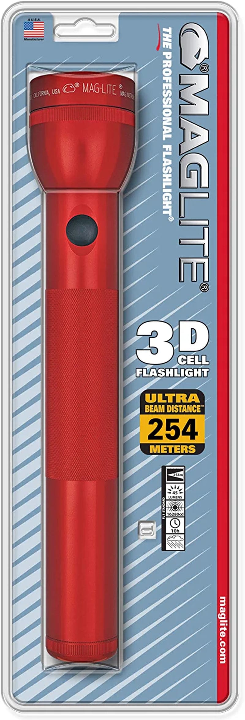 Maglite Heavy-Duty Incandescent 3-Cell D Flashlight in Display Box, Blue -S3D115 Hardware > Tools > Flashlights & Headlamps > Flashlights MAGLITE Red Flashlight 3 Cell in Blister Pack