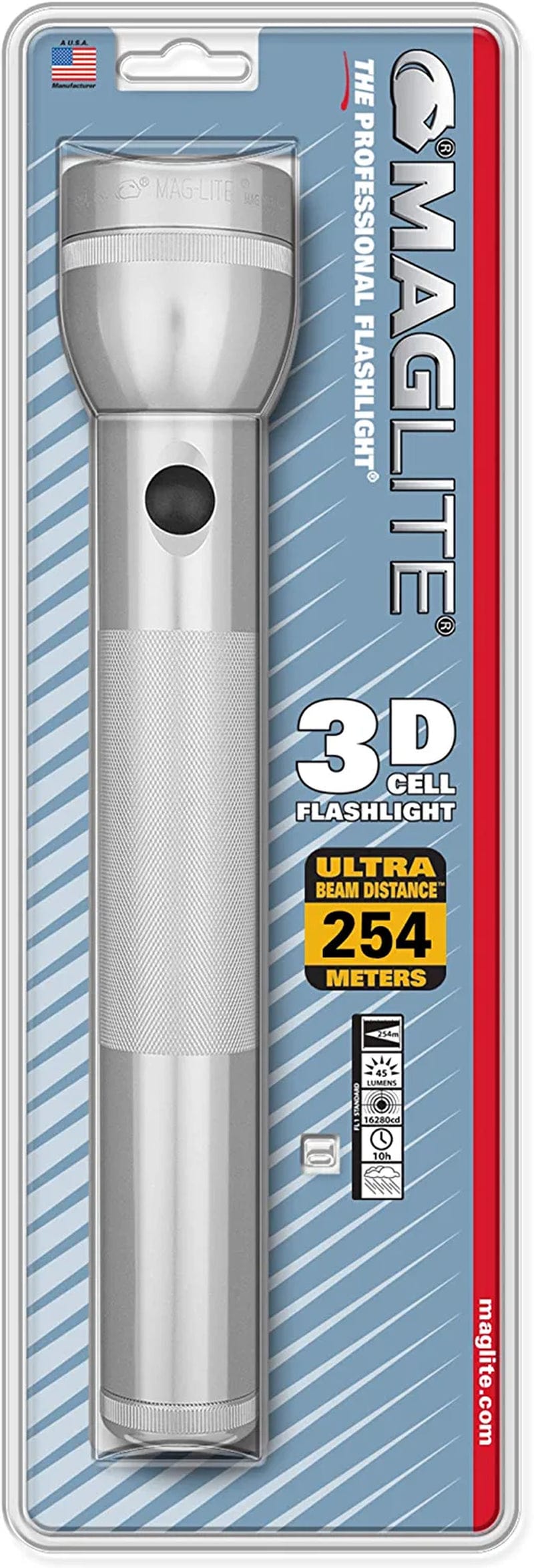 Maglite Heavy-Duty Incandescent 3-Cell D Flashlight in Display Box, Blue -S3D115 Hardware > Tools > Flashlights & Headlamps > Flashlights MAGLITE Silver Flashlight 3 Cell in Blister Pack