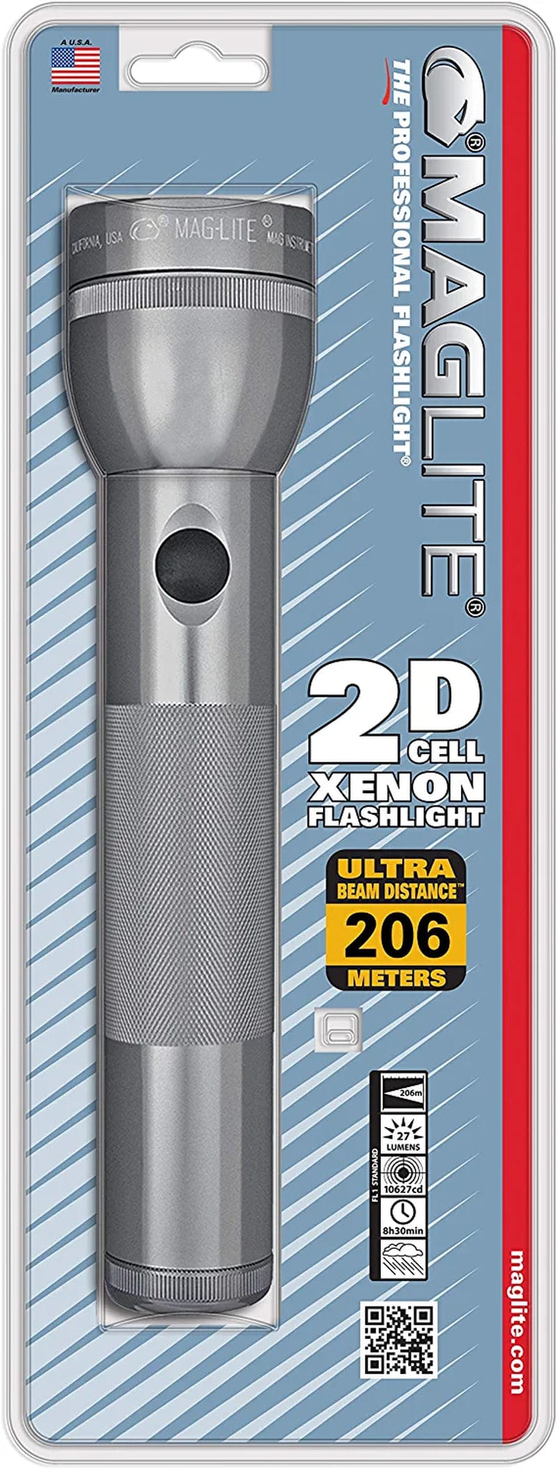Maglite Heavy-Duty Incandescent 3-Cell D Flashlight in Display Box, Blue -S3D115 Hardware > Tools > Flashlights & Headlamps > Flashlights MAGLITE Gray Flashlight 2 Cell in Blister Pack