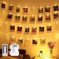 Magnoloran Photo String Lights LED Photo Clips Fairy Twinkle Lights, Wedding Party Christmas Home Decor Lights for Hanging Photos, Cards and Artwork, Warm White Home & Garden > Lighting > Light Ropes & Strings Magnoloran 14ft 40 Clips with remote warm white  