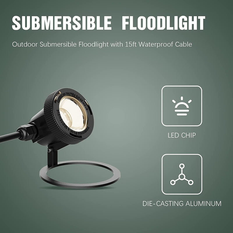 Malibu LED Submersible Light 5.4W Pond Floodlight 12V Outdoor Black Finish 135 Lumen 2900K Warm White Underwater Flood Light 8401-3501-08 Home & Garden > Lighting > Flood & Spot Lights Generic   