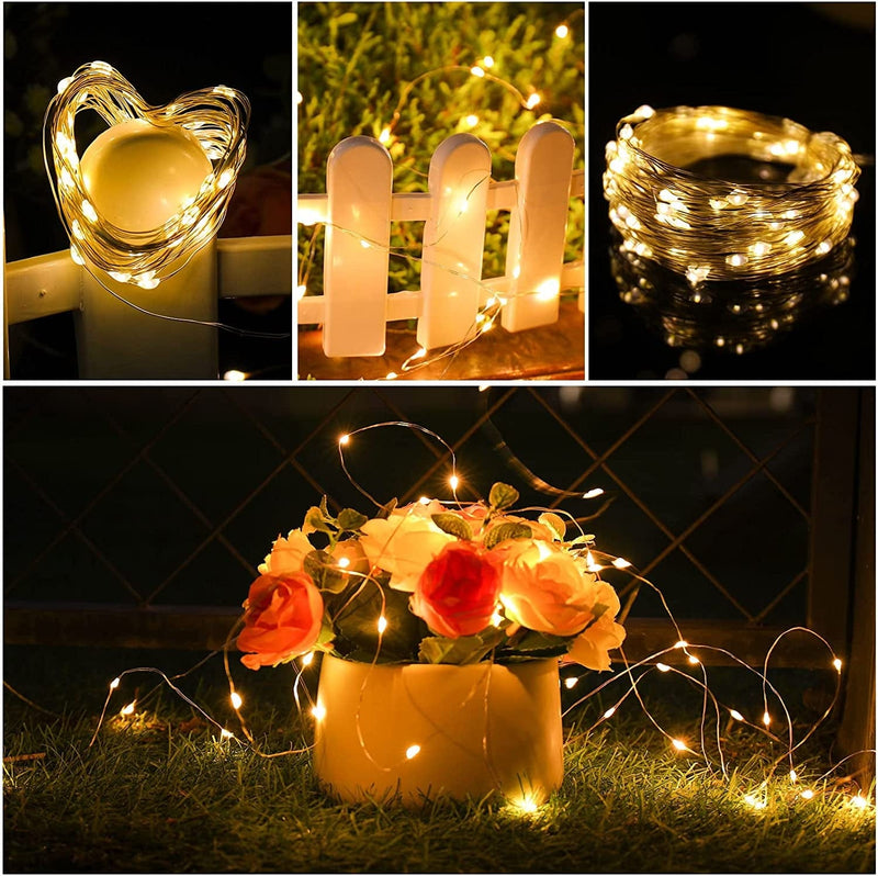 Mandiq 2 Pack Fairy Lights 100 LED 33 FT Christmas Lights USB Powered Silver Wire String Lights, Mini Lights with Remote Control Are Suitable for Home Decorations (Warm White) Home & Garden > Lighting > Light Ropes & Strings Mandiq   
