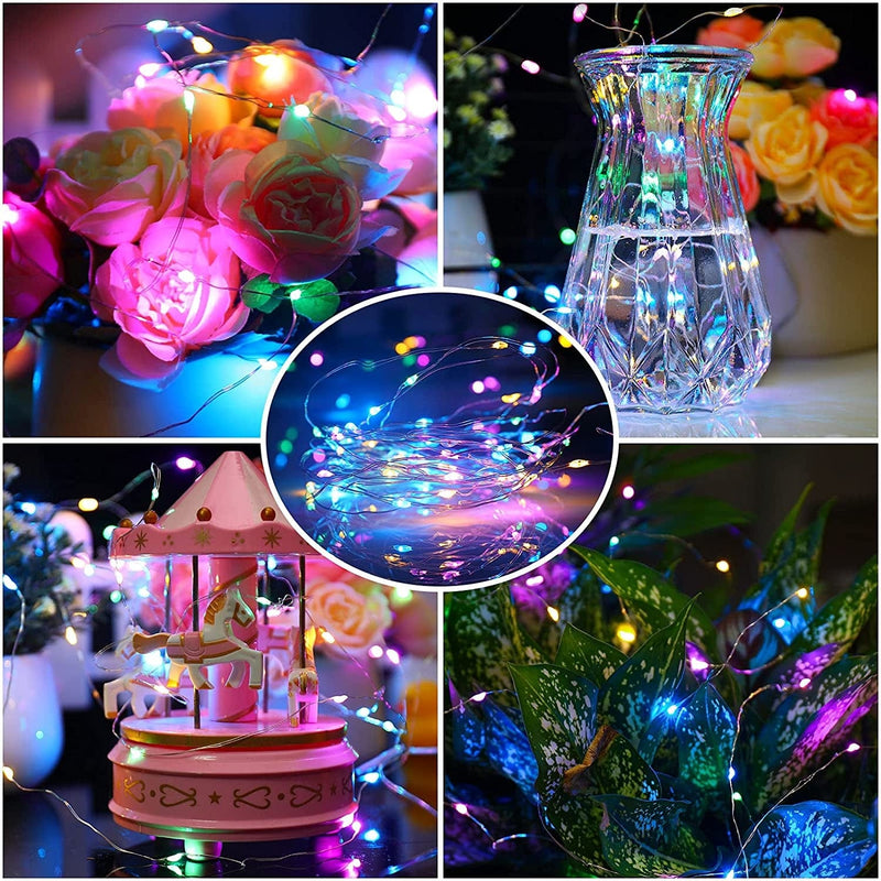 Mandiq 4 Pack Fairy Lights Battery Operated, String Lights 10Ft 30 Leds, Flashing and Constant Light Mode, Silver Wire Mini Lights for Festival, Christmas Decoration, Multicolor Home & Garden > Lighting > Light Ropes & Strings Mandiq   