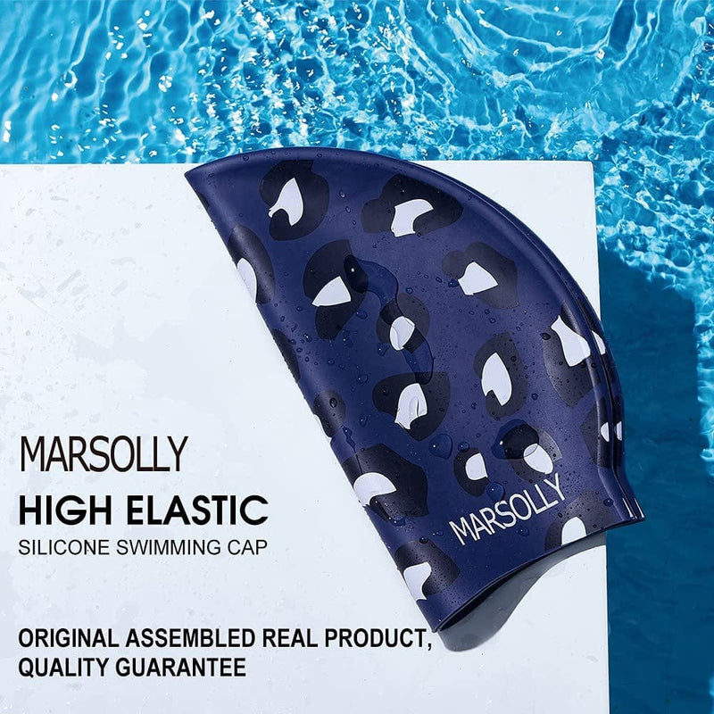 Marsolly Swim Cap Women, Silicone Swimming Cap for Long Hair with Leopard Printed Sporting Goods > Outdoor Recreation > Boating & Water Sports > Swimming > Swim Caps LEHE   