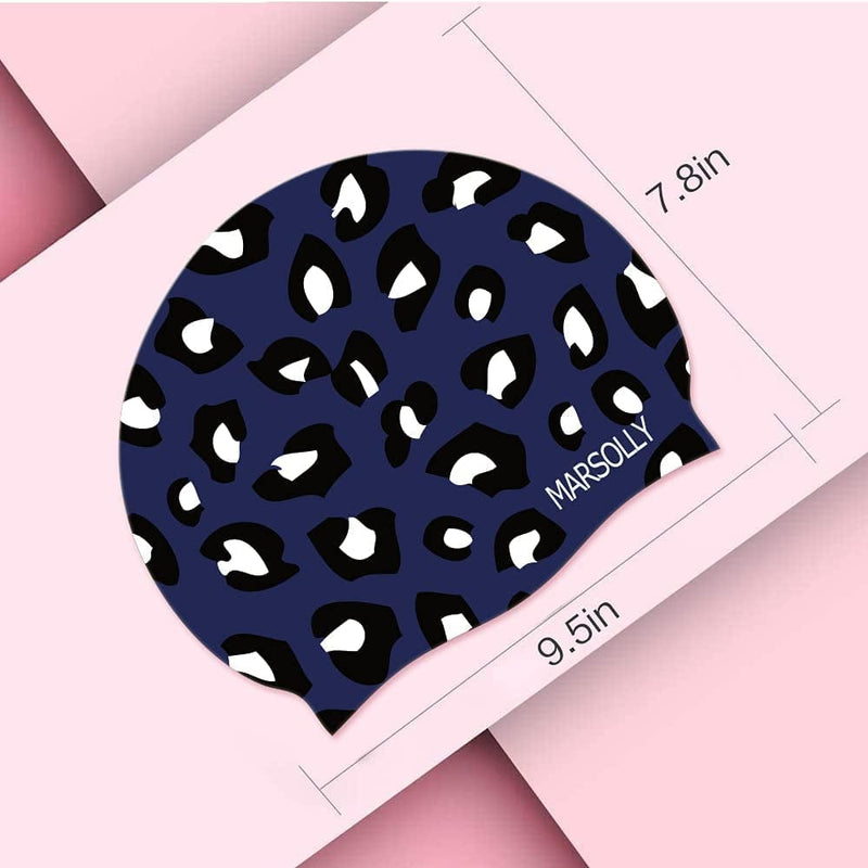 Marsolly Swim Cap Women, Silicone Swimming Cap for Long Hair with Leopard Printed Sporting Goods > Outdoor Recreation > Boating & Water Sports > Swimming > Swim Caps LEHE   