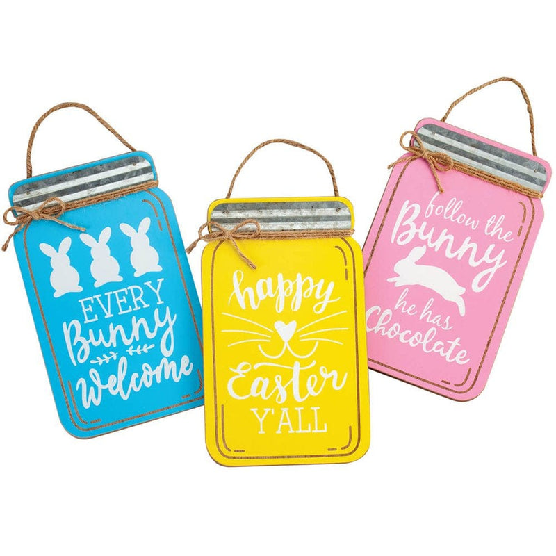 Mason Jar Easter Signs by Holiday Peak, Pink Home & Garden > Decor > Seasonal & Holiday Decorations Fox Valley Traders Set of 3  