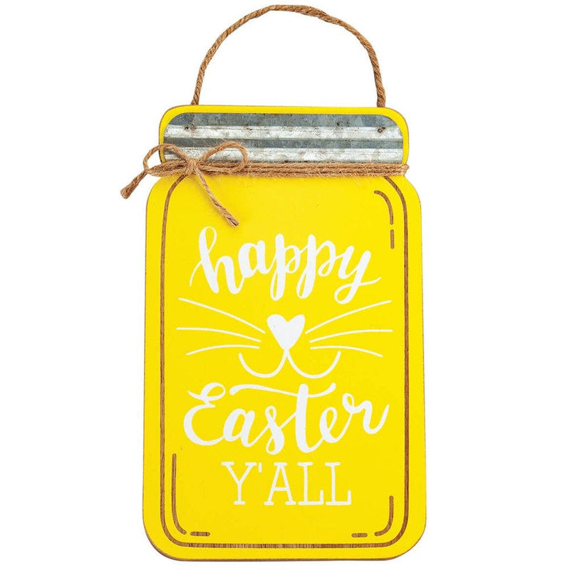 Mason Jar Easter Signs by Holiday Peak, Pink Home & Garden > Decor > Seasonal & Holiday Decorations Fox Valley Traders Yellow  