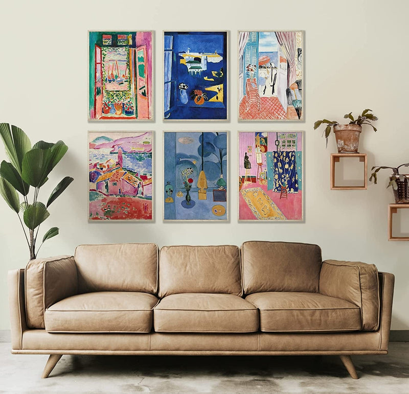 Matisse Wall Art Prints - Set of 6 Henri Matisse Aesthetic Posters for Aesthetic Room Decor, Art Exhibition Poster Matisse Prints Pink Posters Framable Art Cute Impressionist Group of Prints (11X14) Home & Garden > Decor > Artwork > Posters, Prints, & Visual Artwork Wallbuddy   