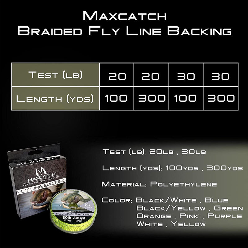 Maxcatch Braided Fly Line Backing for Fly Fishing 20/30Lb(White, Yellow, Orange, Black&White, Black&Yellow, Blue, Pink, Green, Purple) Sporting Goods > Outdoor Recreation > Fishing > Fishing Lines & Leaders Maxcatch   