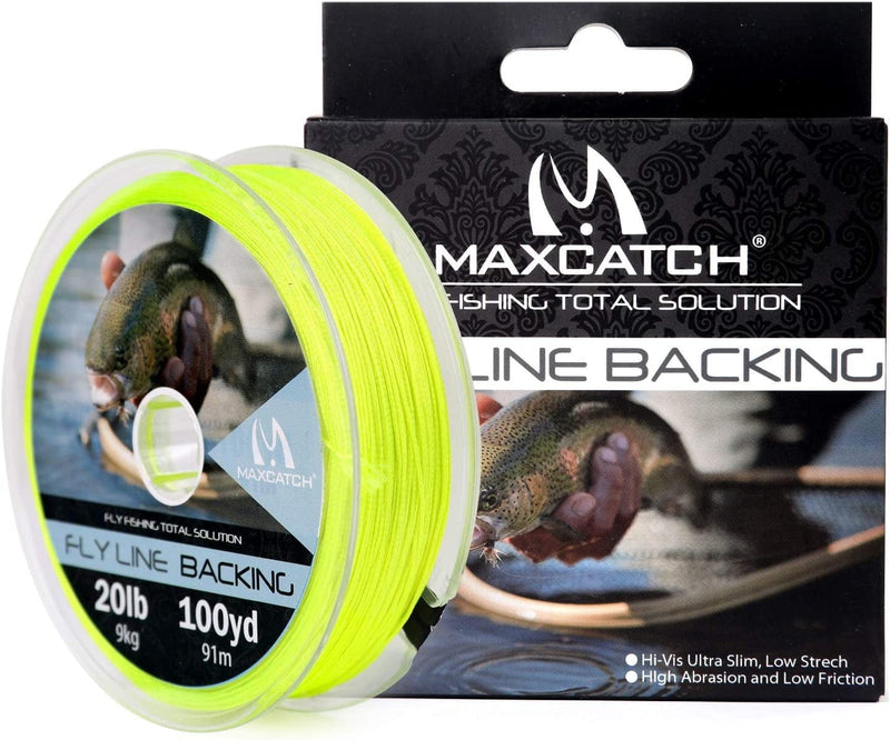 Maxcatch Braided Fly Line Backing for Fly Fishing 20/30Lb(White, Yellow, Orange, Black&White, Black&Yellow, Blue, Pink, Green, Purple) Sporting Goods > Outdoor Recreation > Fishing > Fishing Lines & Leaders Maxcatch Yellow 30lb,300yards 