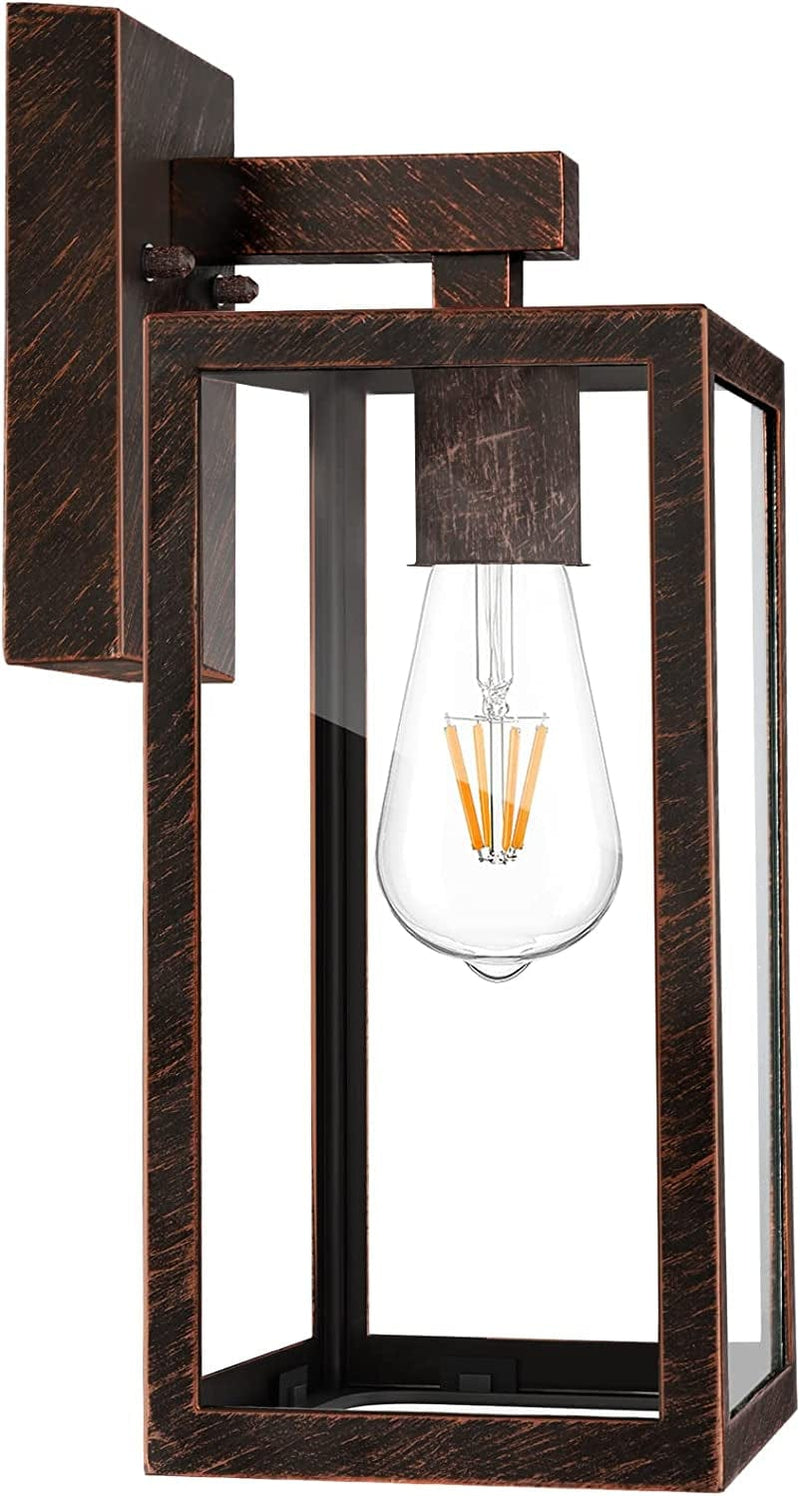 Maxvolador Outdoor Wall Lantern, Exterior Waterproof Wall Sconce Light Fixture, Matte Black Anti-Rust Wall Mount Light with Clear Glass Shade, E26 Socket Wall Lamp for Porch(Bulb Not Included) Home & Garden > Lighting > Light Ropes & Strings MAXvolador Brown  