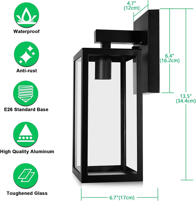 Maxvolador Outdoor Wall Lantern, Exterior Waterproof Wall Sconce Light Fixture, Matte Black Anti-Rust Wall Mount Light with Clear Glass Shade, E26 Socket Wall Lamp for Porch(Bulb Not Included) Home & Garden > Lighting > Light Ropes & Strings MAXvolador   