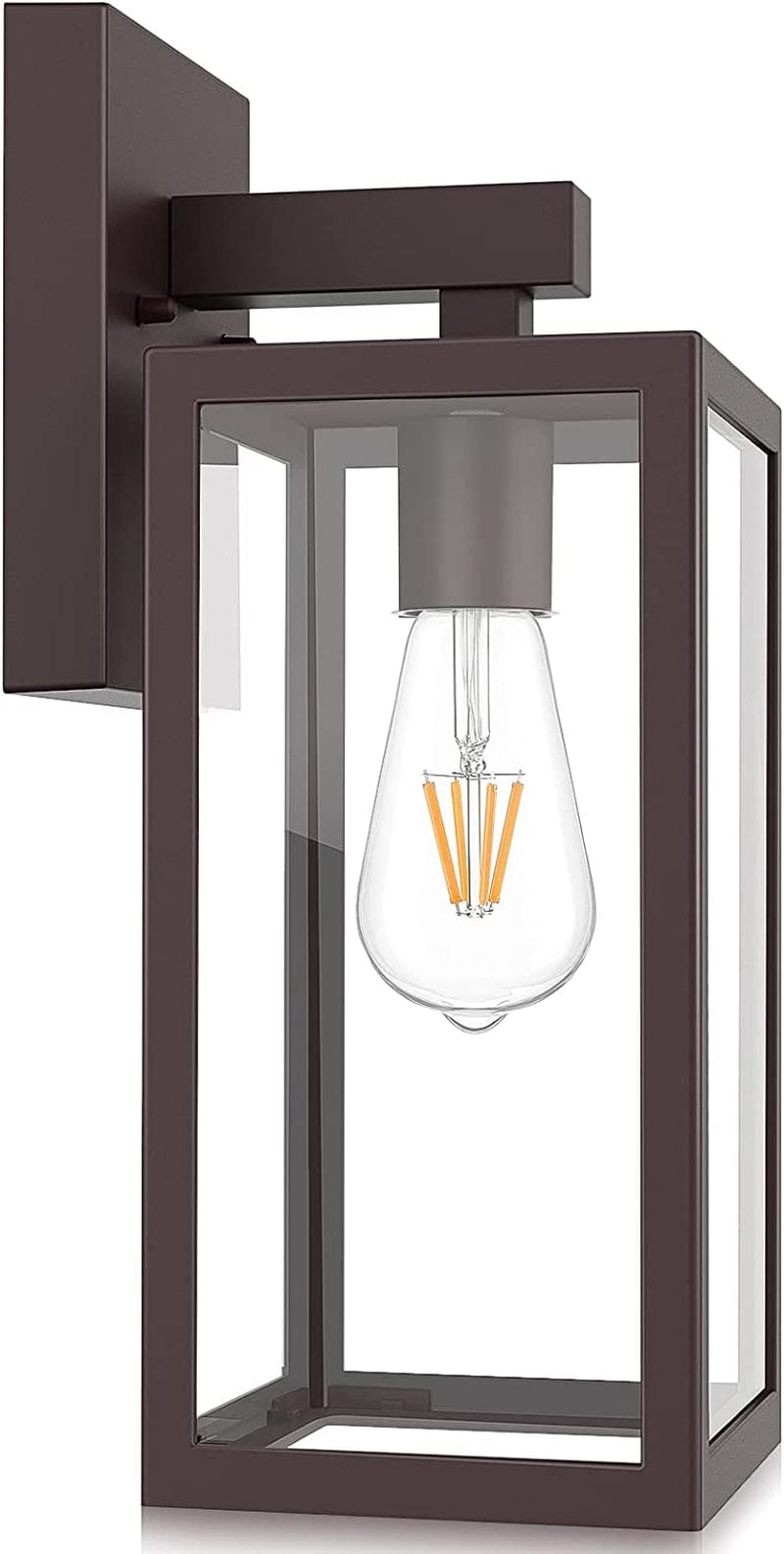Maxvolador Outdoor Wall Lantern, Exterior Waterproof Wall Sconce Light Fixture, Matte Black Anti-Rust Wall Mount Light with Clear Glass Shade, E26 Socket Wall Lamp for Porch(Bulb Not Included) Home & Garden > Lighting > Light Ropes & Strings MAXvolador Dark Chocolate  