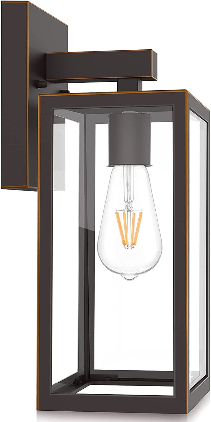 Maxvolador Outdoor Wall Lantern, Exterior Waterproof Wall Sconce Light Fixture, Matte Black Anti-Rust Wall Mount Light with Clear Glass Shade, E26 Socket Wall Lamp for Porch(Bulb Not Included) Home & Garden > Lighting > Light Ropes & Strings MAXvolador Oil-Rubbed Bronze  