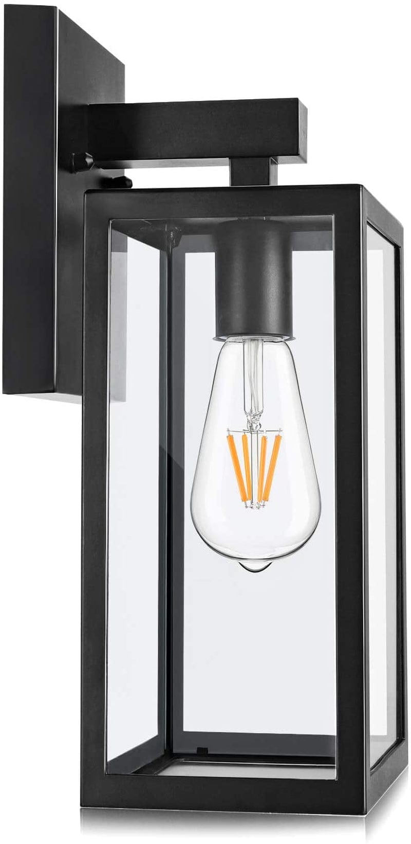 Maxvolador Outdoor Wall Lantern, Exterior Waterproof Wall Sconce Light Fixture, Matte Black Anti-Rust Wall Mount Light with Clear Glass Shade, E26 Socket Wall Lamp for Porch(Bulb Not Included) Home & Garden > Lighting > Light Ropes & Strings MAXvolador Black  