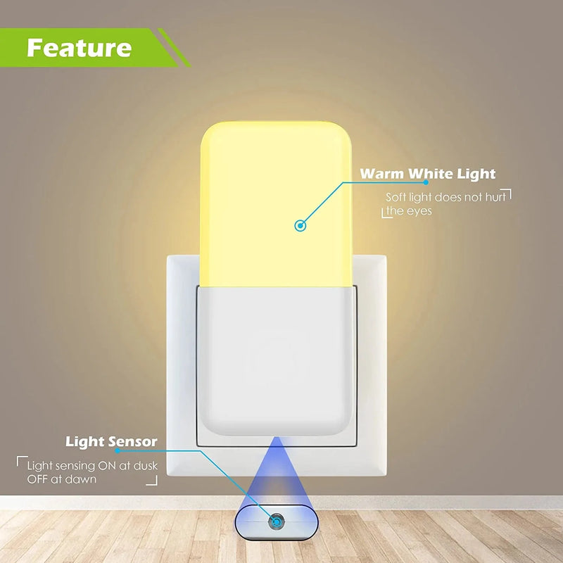 MAZ-TEK Plug in Night Light, Warm White LED Nightlights with Smart Dusk to Dawn Sensor for Kids, Nursery, Ideal for Bedroom, Bathroom,Hallway, Stairs, Kitchen, 4 Pack