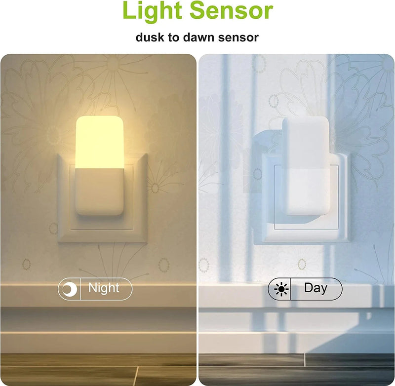 MAZ-TEK Plug in Night Light, Warm White LED Nightlights with Smart Dusk to Dawn Sensor for Kids, Nursery, Ideal for Bedroom, Bathroom,Hallway, Stairs, Kitchen, 4 Pack