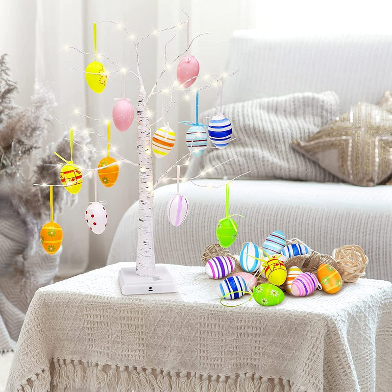 MCEAST Easter Decoration 1.8 Feet 55 Light Birch Tree Lighted Battery Operated Timer Tabletop Decorations Include 16 Pieces Random Style Easter Egg Ornament for Easter Spring Party Home Decor Home & Garden > Decor > Seasonal & Holiday Decorations MCEAST   