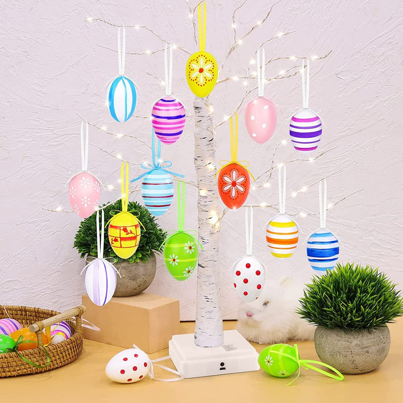 MCEAST Easter Decoration 1.8 Feet 55 Light Birch Tree Lighted Battery Operated Timer Tabletop Decorations Include 16 Pieces Random Style Easter Egg Ornament for Easter Spring Party Home Decor Home & Garden > Decor > Seasonal & Holiday Decorations MCEAST   