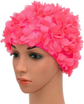 Medifier Lace Vintage Swim Cap Floral Petal Retro Style Bathing Caps for Women Rose Sporting Goods > Outdoor Recreation > Boating & Water Sports > Swimming > Swim Caps CL Rose Red  