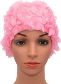 Medifier Lace Vintage Swim Cap Floral Petal Retro Style Bathing Caps for Women Rose Sporting Goods > Outdoor Recreation > Boating & Water Sports > Swimming > Swim Caps CL Pink 2  