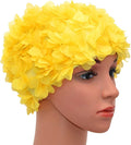 Medifier Lace Vintage Swim Cap Floral Petal Retro Style Bathing Caps for Women Rose Sporting Goods > Outdoor Recreation > Boating & Water Sports > Swimming > Swim Caps CL Yellow  