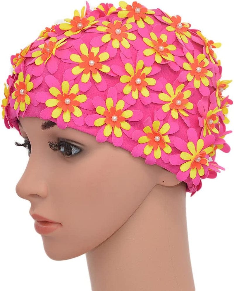 Medifier Swim Cap Floral Petal Retro Style Bathing Caps for Women Sporting Goods > Outdoor Recreation > Boating & Water Sports > Swimming > Swim Caps Medifier   